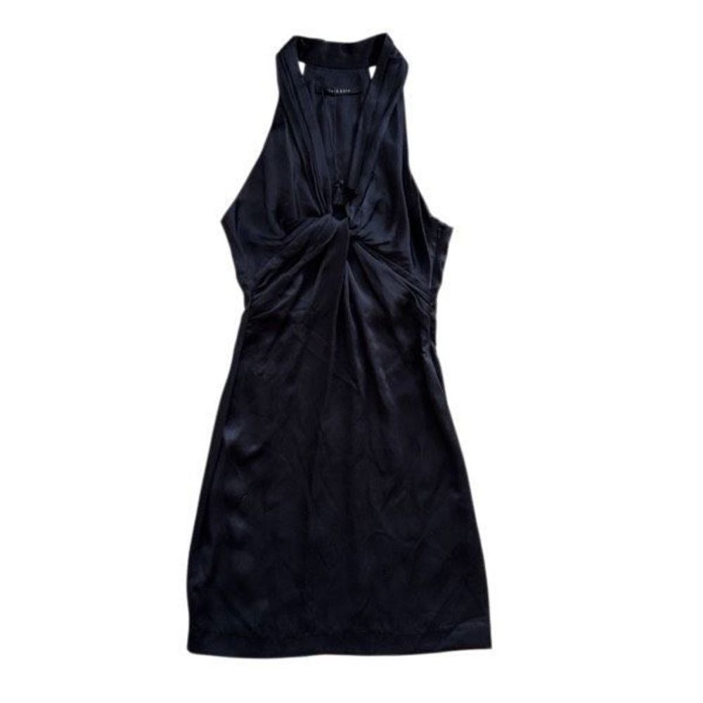 Designer Black Halo elegant black 100% silk mini dress sz XS